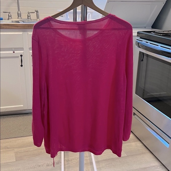 Chico's Vibrant Pink Boat Neck Sweater Top Side Drawstring Chico’s 4=US Size XXL - Picture 2 of 8